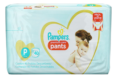 Fralda Descartável Infantil Pants Pampers Premium Care P Pacote 40 Unidades