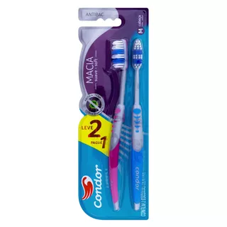 Cepillo de dientes Condor Antibac suave x 2 unidades