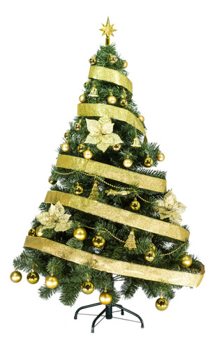 Arbol Navidad Tronador De Lujo 1,50mts + Kit 40 Oro Deco