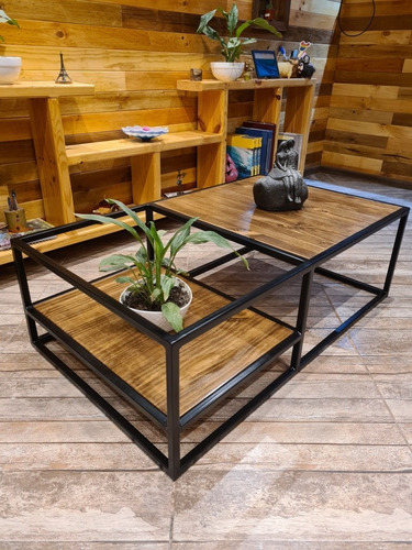 Imagen 2 de 3 de Mesa De Centro Estilo Industrial Dos Niveles
