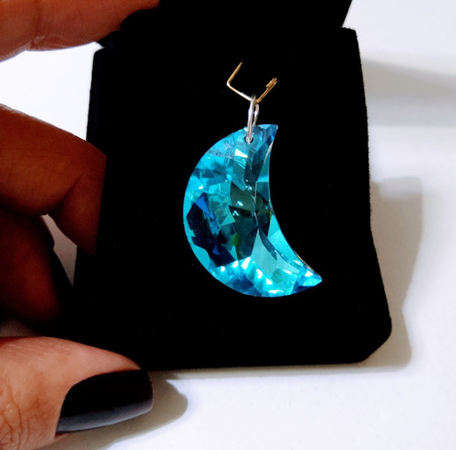 Imagem 4 de 5 de Pingente Lua 3,0 Cm Cristal Swarovski Em Prata 925