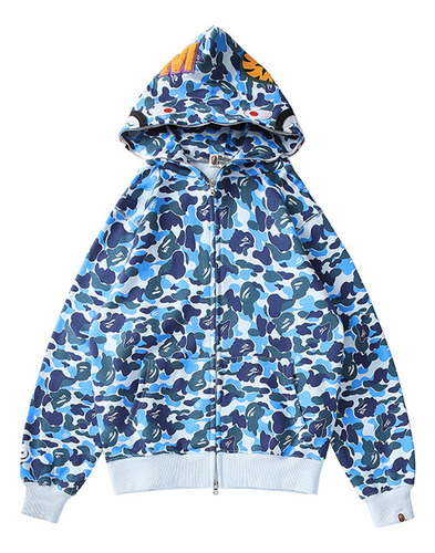 Shark Head Bape Chaqueta Moda Calle Casual Suéter De Algodón