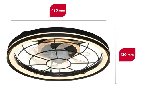 Plafon Com Ventilador Estilo Industrial 40w Led Bivolt 3 Cor