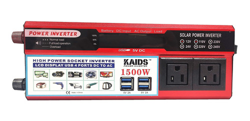 Kaids Inversor Corriente Multifuncion Doble Enchufe 1500 W V