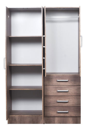 Placard Ropero Dormitorio Melamina 4ptas 4caj Organizador+++ Color Nebraska Gris