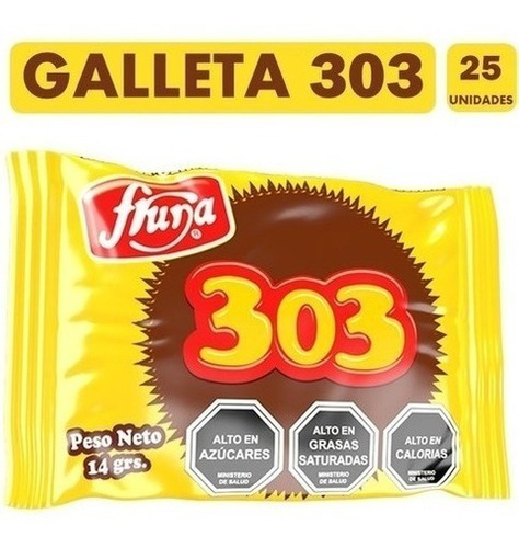 Galletas 303 De Fruna Con Cobertura De Chocolate 25 Unidades