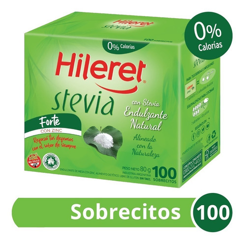 Edulcorante Hileret Stevia 100 Sobres