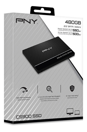 Imagen 5 de 5 de Disco sólido interno PNY SSD7CS900-480-RB 480GB negro