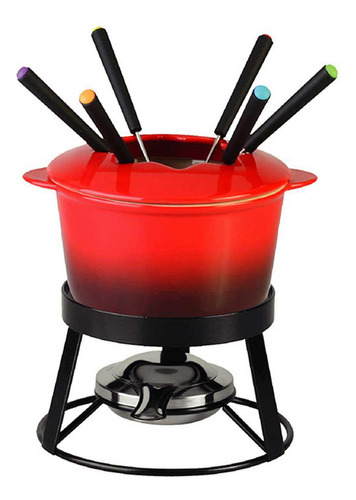 Conjunto De Fondue Aretha Cerâmica Serve 6 Pessoas Vermelho