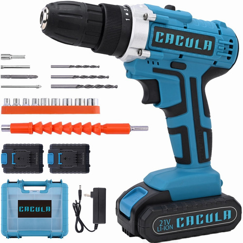 Taladros Eléctrico Atornillador Cacula Bd-01 De 21v 2batería Color Azul