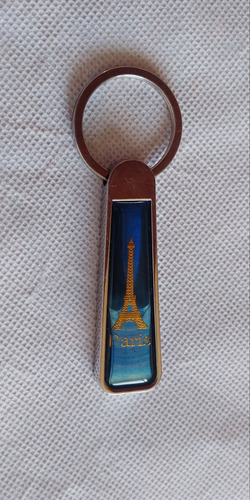 Llavero Souvenir París Francia Azul Dorado Elegancia
