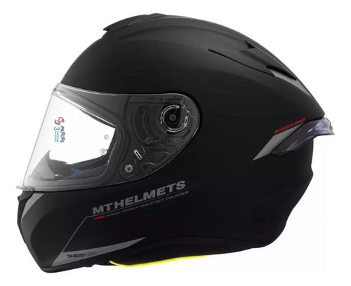 Jm Casco Moto Integral Mt Targo Pro A1 Negro Mate Solido