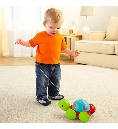 Brinquedo Educativo Para Bebê Puxe A Tartaruga - Desenvolve Coordenação Motora Curiosidade E Aprendizagem - Aprender E Brincar - Fisher Price
