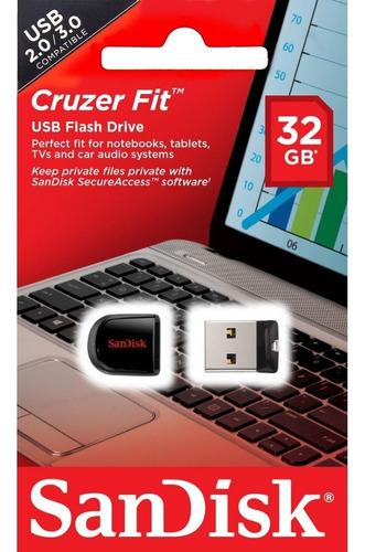 Pen Drive 32gb Sandisk Cruzer Fit Micro Nano - Lacrado