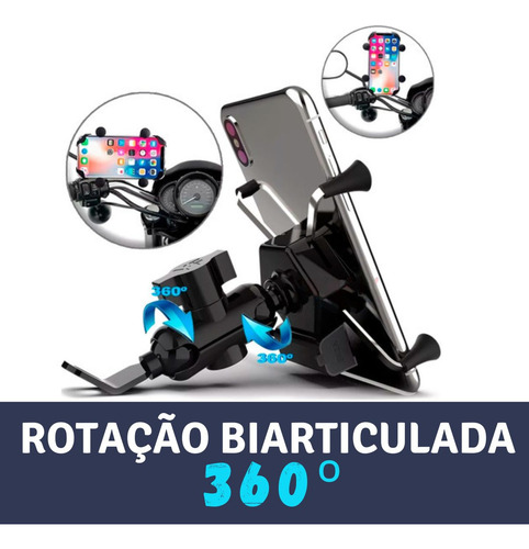 Suporte Celular Motocicleta Com Carregador Universal Usb
