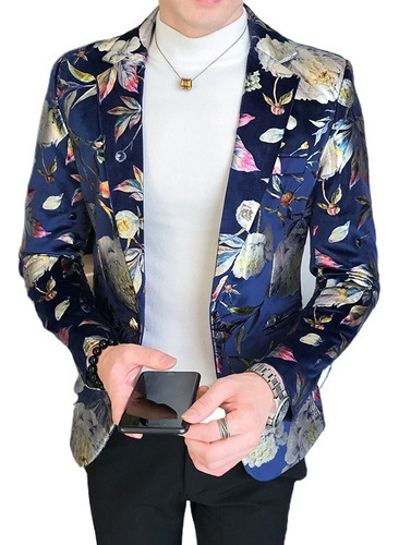 Blazer Traje Saco Chamarras Moda Para Hombres Estampado Flor