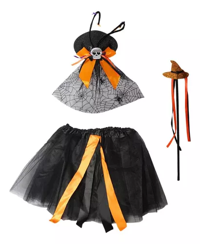 Fantasia Bruxa Moderna Luxo de Halloween Com Chapéu (Roxo, G 44-46)