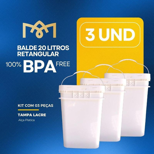 Balde P Comséticos De 20l Alça Plast E Tampa Lacre