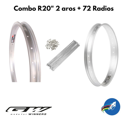 Combo 2 Aros Rines 20 Gw 36h Doble Pared + 72 Radios-oferta!