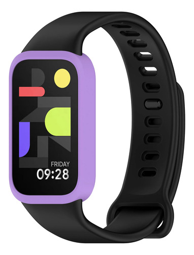 Correa Silicon Para Xiaomi Smart Band 9 Active, Redmi Band 3 Negro/lila
