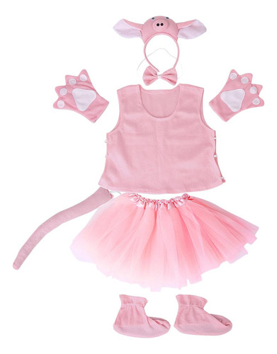 Set De Disfraz Pink Piggy Para Niñas