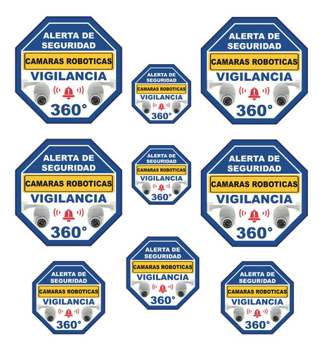 Sticker Calcomania Zona De Vigilancia Con Camaras 9 Pza Gt7