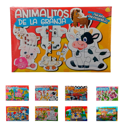 Rompecabezas Animalitos Granja Infantil 6 Figuras 24 Piezas