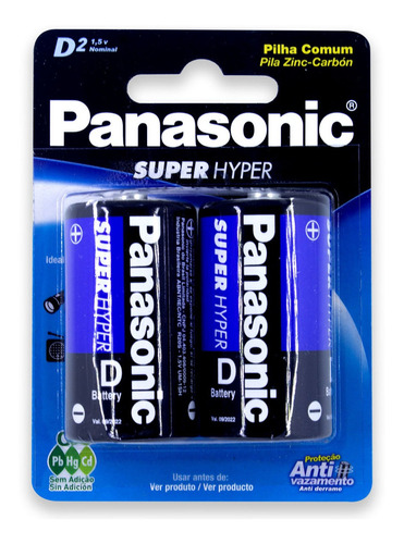 Pilha Zinco D Panasonic Bateria Carvão Grande Lr20 2unidades