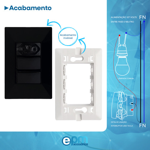10 Interruptor 2 Teclas Simples + Tomada 10a 2p+t Espelho