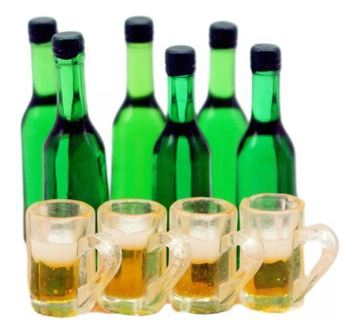 4 Tazas De Botellas De Vino Para Casa De Muñecas, Accesorio