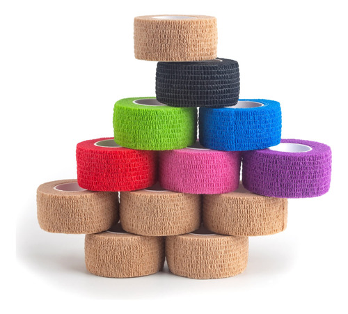 Yaxeon Self Adhesive Bandage Wrap| 12 Rolls 1  X 5 Yards Ve.