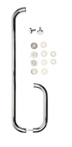 Imagen 4 de 7 de Manijon L Curvo Femmto 22x55 Acero Inox Negro Puerta Vidrio
