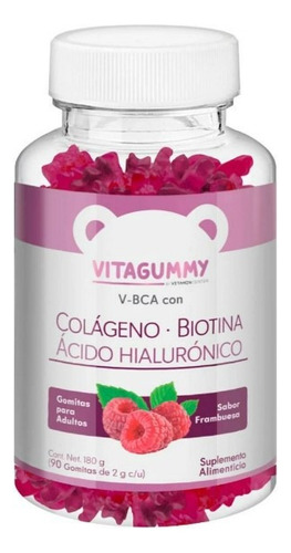 Vitagummy, colágeno, biotina e ácido hialurônico, 90 gomas com sabor de framboesa