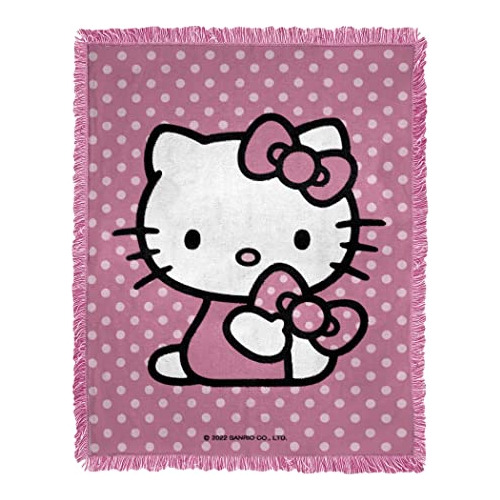 Woven Jacquard Throw Blanket, 46' X 60', Hello Kitty Pe...