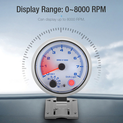 Tacômetro Automotivo 0-8000 Rpm Light Universal Gauge Inter