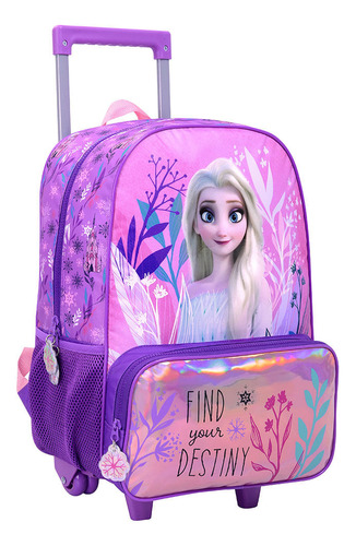 Frozen Mochila 43 Cm Con Carro Destiny Color Violeta