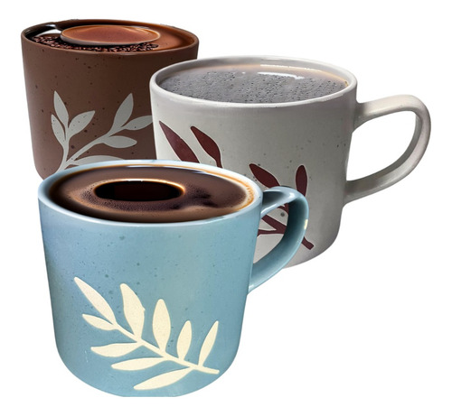 Tazas Para Café Té Jumbo 739ml Diseño Elegante 3pz Houseware Color Azul Acero Hoja