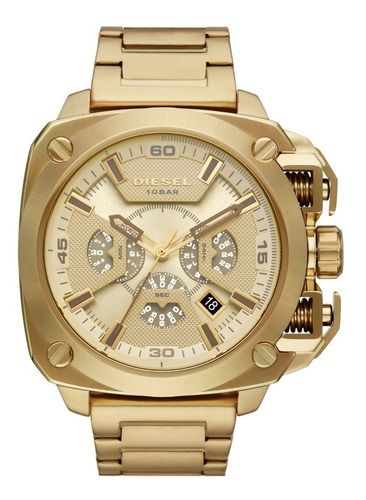 Reloj Hombre Diesel Bamf De Acero Color De La Correa Dorado