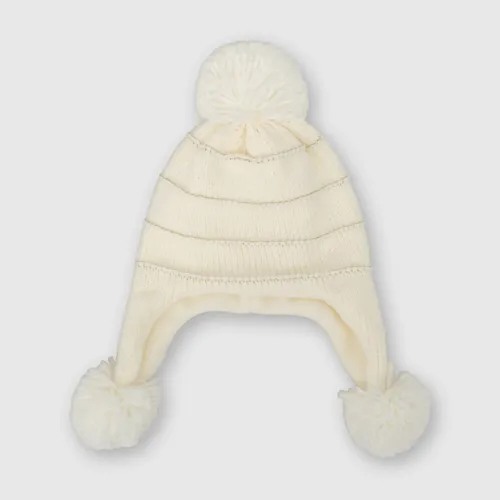 Gorro De Bebé Niña De Chenille Blanco (3 A 24 Meses)