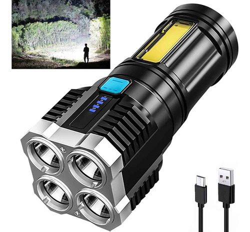 Linterna C Quad Core Con Carga Usb Multifuncional Cob 1009