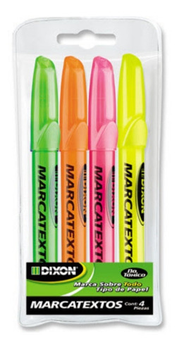 Set 4 Marcatextos Dixon Easy Open Marcadores Fluorescentes