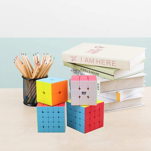 Imagen 5 de 9 de Cubos Rubik Qiyi 2x2 3x3 4x4 5x5 Stickerless Paquete 4