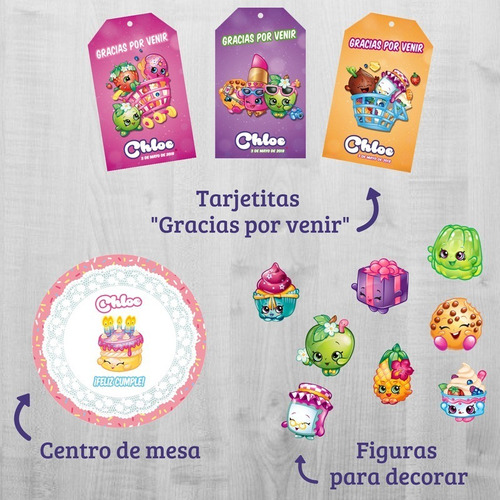 Kit Imprimible Shopkins Personalizado Cumpleaños Infantiles 