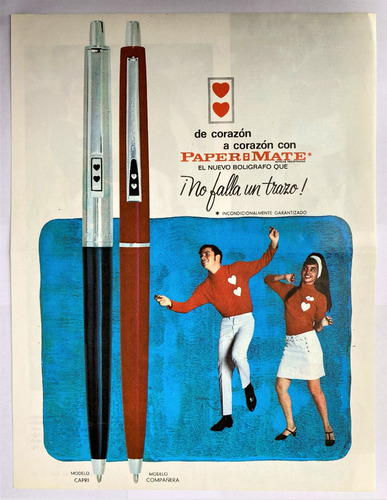 Bolígrafos Paper Mate Antiguo Aviso De 1967