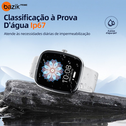 Relógio Inteligente Smartwatch Ultra Bazik Prime S35 Ultra Max, Masculino E Feminino Smartwatches Para Android, Ios 123 Modos Esporte Ip67 47mm Cor Prateado