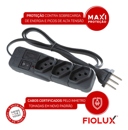 Filtro De Linha Protetor Bivolt 1metro 3tomadas Com Fusível