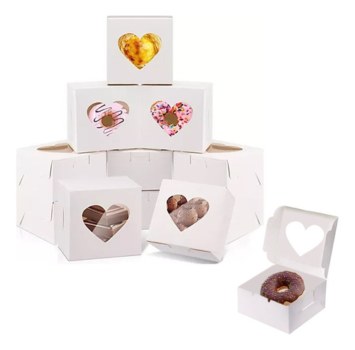 Mini Cajas Con Ventana Para Pasteles Donas Regalos Pan 30 Pz