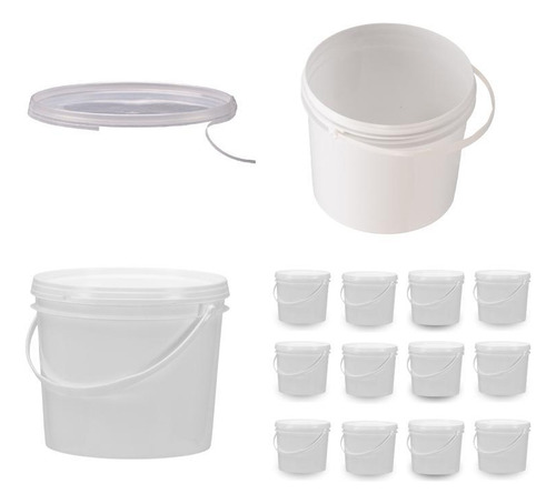 Balde 1.8 Litros Branco Para Isca Viva 12 Pçs