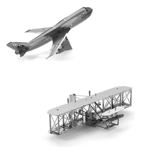Pack 2 Puzzles 3d De Metal, Boeing + Biplano Hermanos Wright