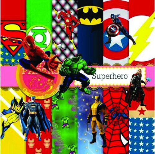 Kit Imprimible Superhéroes  48  Clipart -12 Fondos